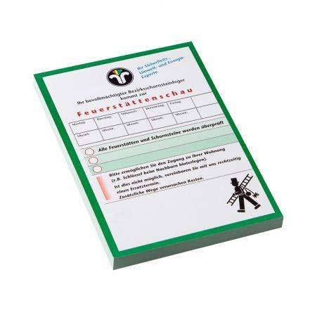 Ansagezettel DIN A6 "Feuerstättenschau"